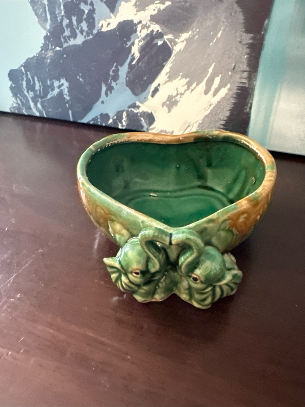 Green Ceramic Elephant heart planter